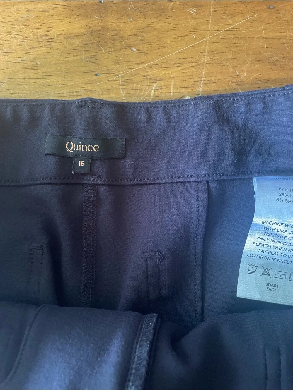 Quince Ponte Wide Leg Cropped Pants Navy Blue Size 16 EUC - Picture 8 of 14